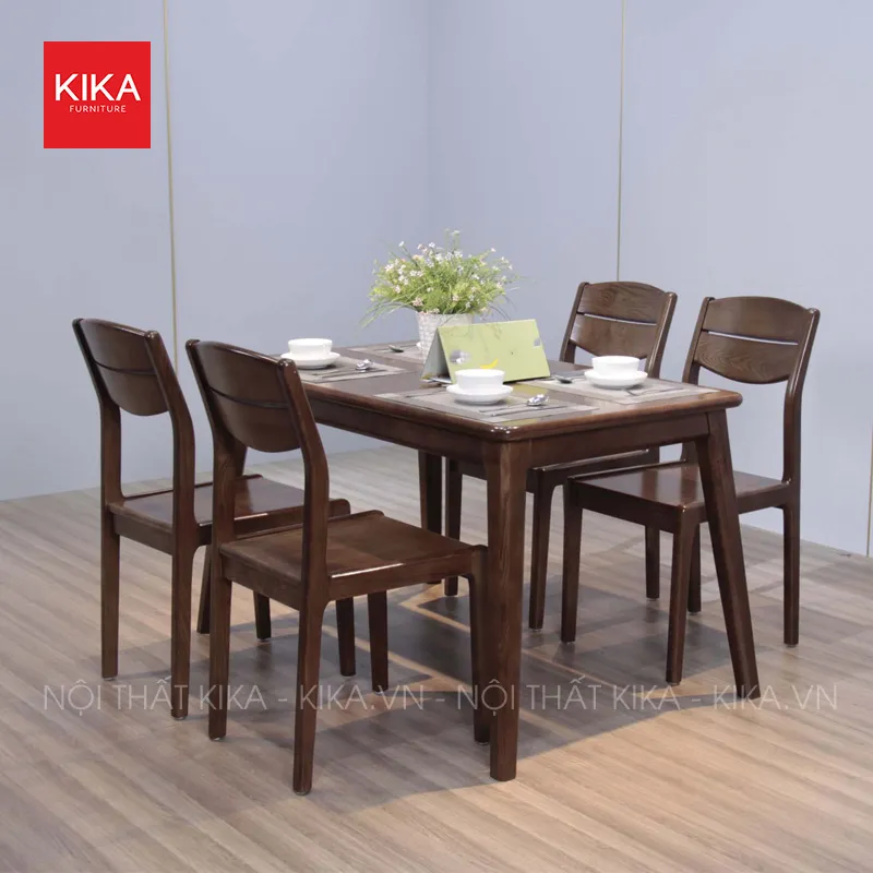 Bộ bàn ăn gỗ Sồi Nga 4 ghế hiện đại, thiết kế BA310