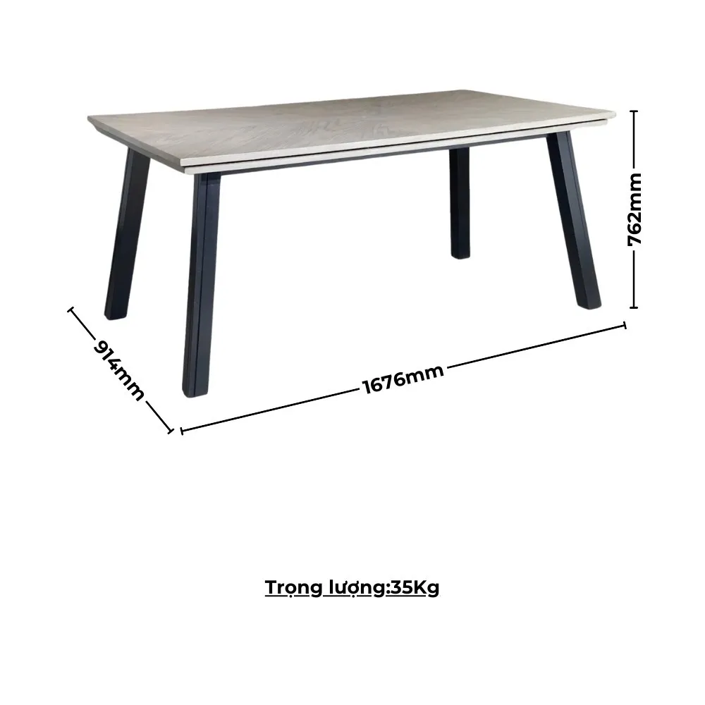 Bộ bàn ăn chữ nhật mặt phủ veneer gỗ Sồi ghép hoa BBN07