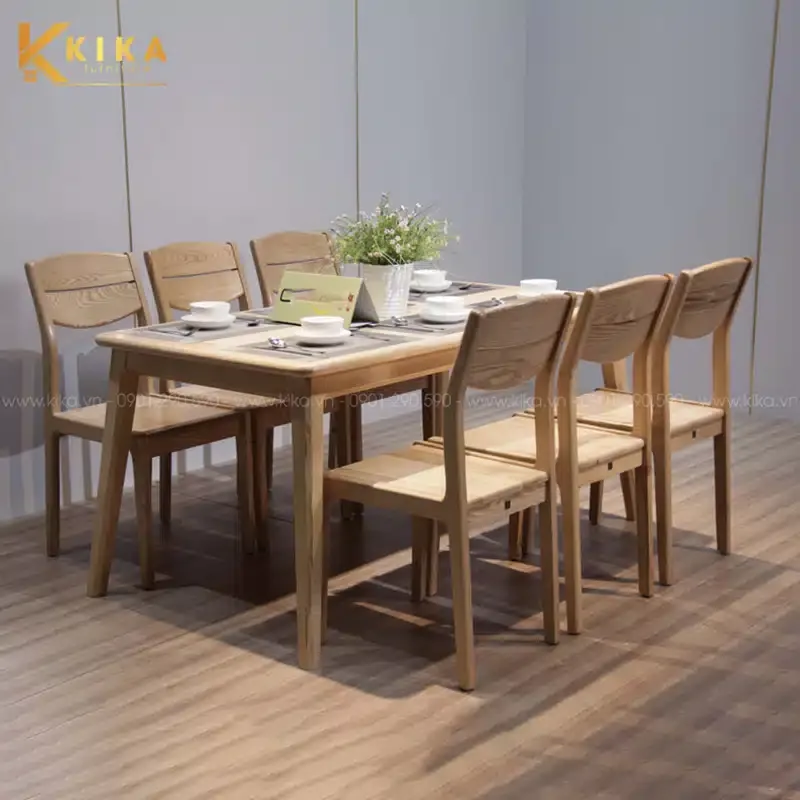 Bộ bàn ghế ăn gỗ Sồi 6 ghế sang trọng, tinh tế