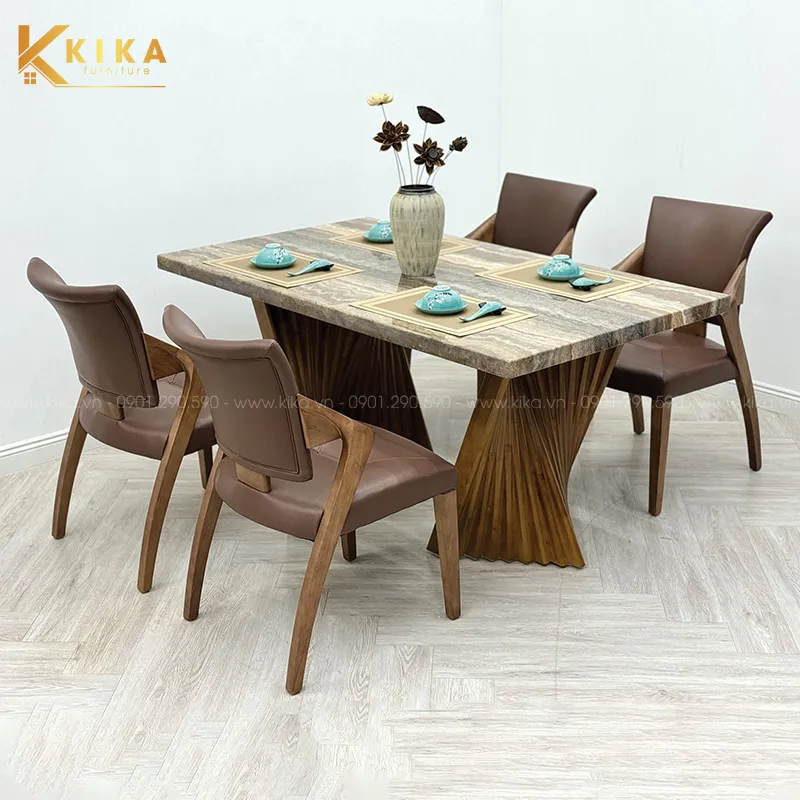 Thiết kế bàn ăn gỗ Sồi hiện đại, phù hợp không gian Việt