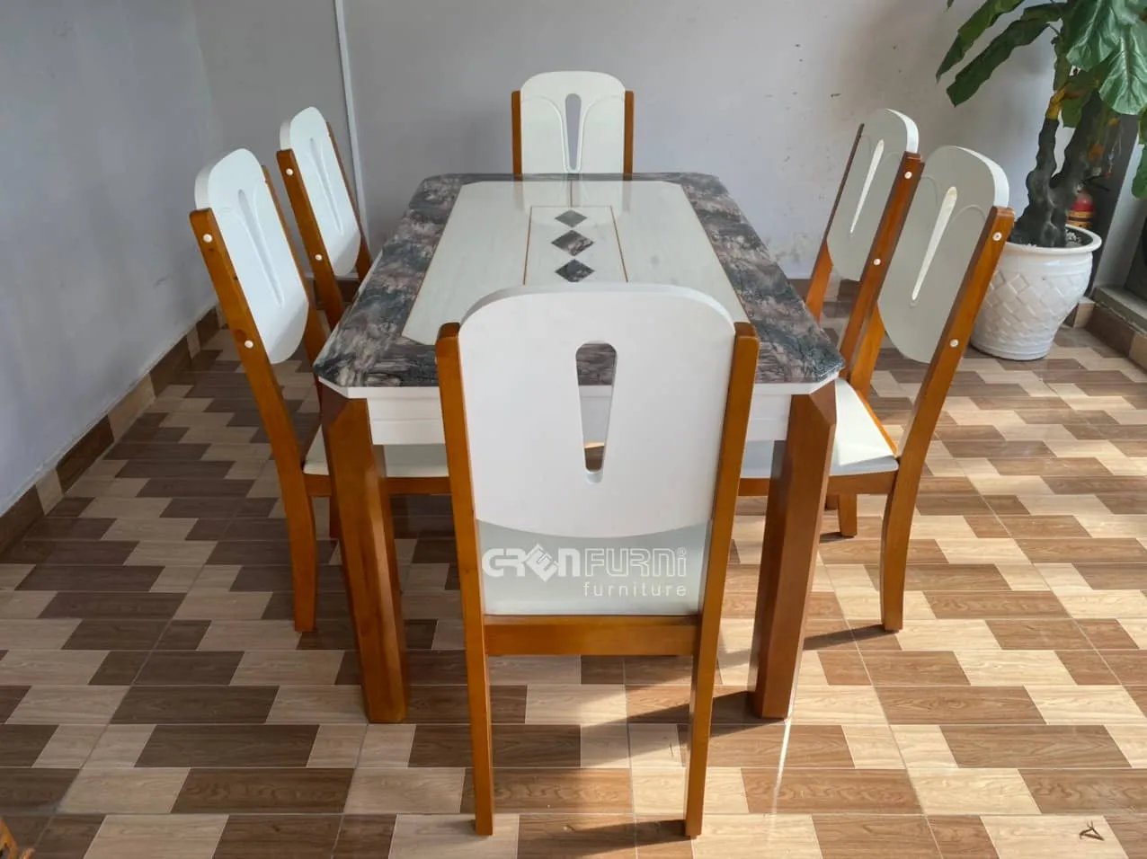 Bộ bàn ăn mặt đá hiện đại GR-CERATO04 nhập khẩu cao cấp