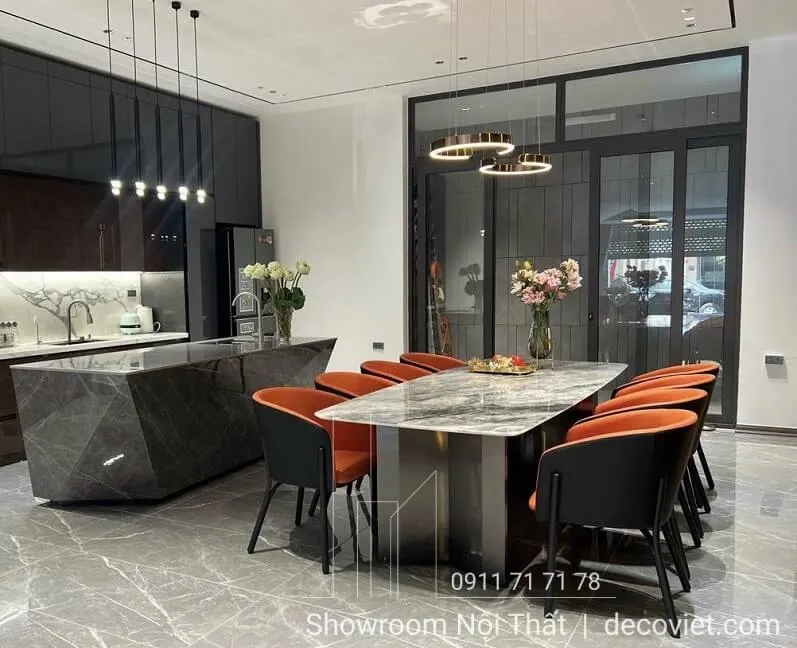 Bộ Bàn Ăn 8 Ghế Mặt Đá Marble Tự Nhiên sang trọng