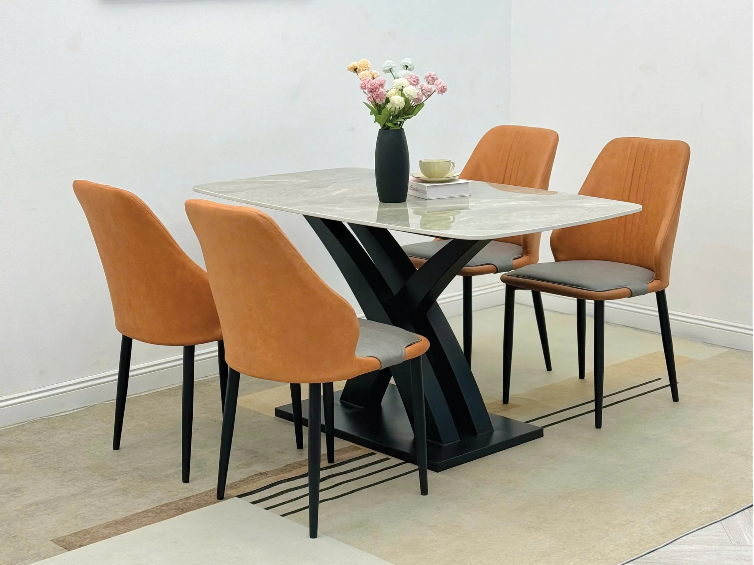 Bộ mẫu bàn ăn 6 ghế đẹp nhập khẩu với mặt đá cao cấp