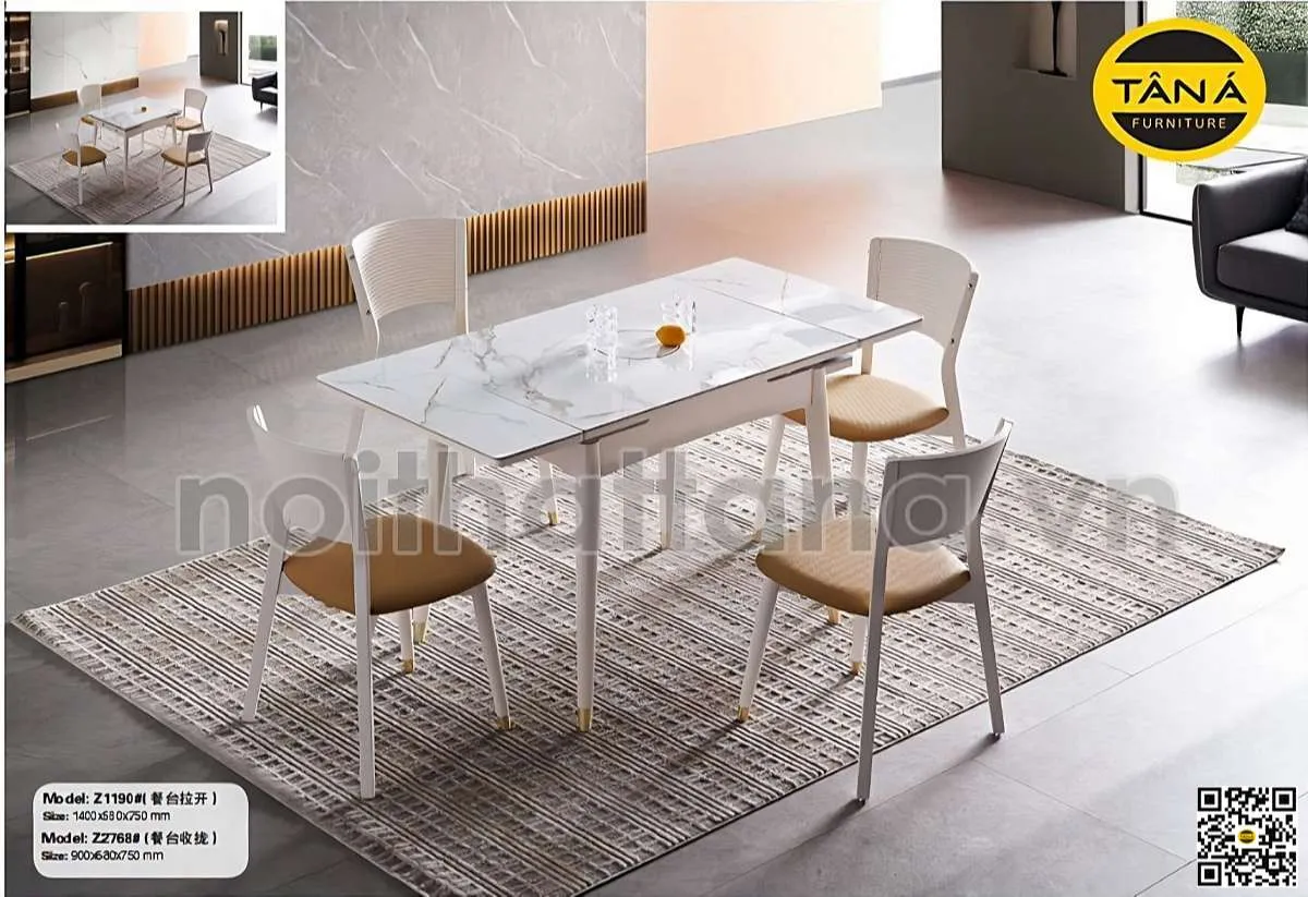 Bộ bàn ăn thông minh cho chung cư 4 ghế gấp gọn