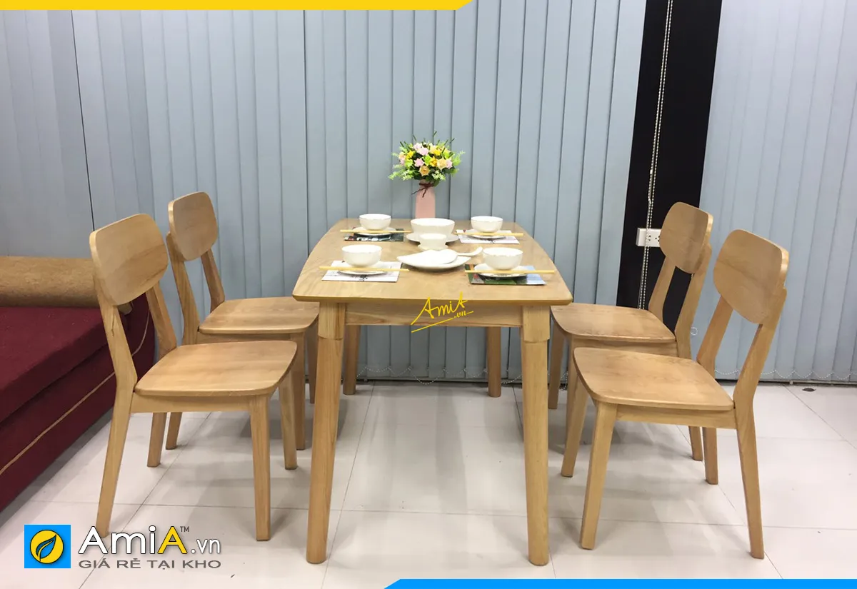 Bộ bàn ghế ăn gỗ sồi 4 ghế đẹp giá rẻ tại Hà Nội