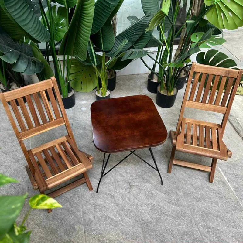 Bộ bàn ghế gỗ gấp cho quán cafe, sân vườn GC563