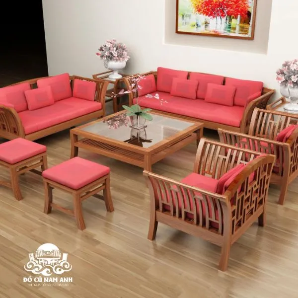 Bộ bàn ghế gỗ Căm Xe kích thước lớn 10 món