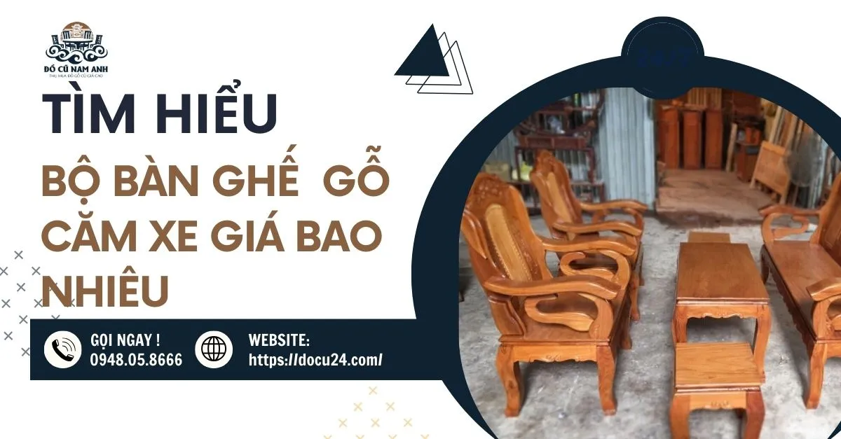 Bộ bàn ghế gỗ Căm Xe phòng khách chạm khắc tinh xảo