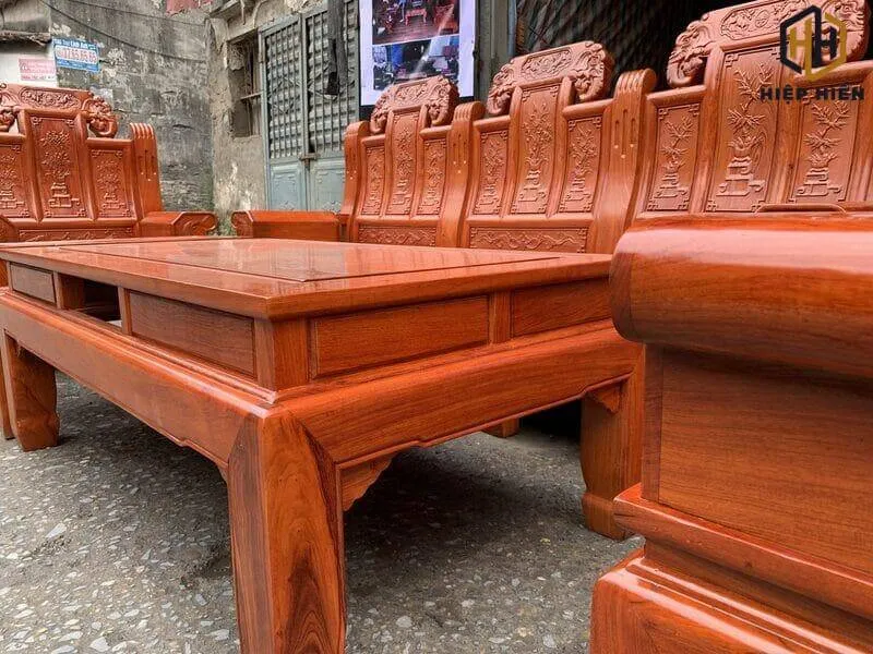 Mẫu bàn ghế gỗ hương tay 12 10 món Minh Quốc Đào sang trọng