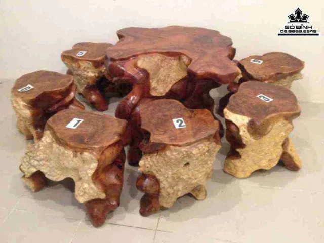 Bộ Bàn Ghế Gốc Cây Gỗ Xá Xị ( Gù Hương )
