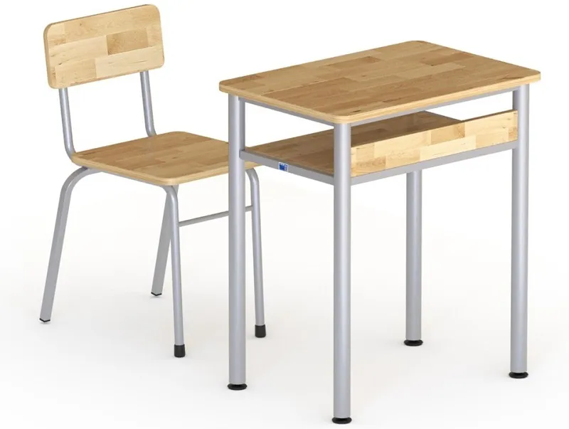 Bộ bàn ghế học sinh tiểu học BHS115 màu ghép vân gỗ vàng, thiết kế chuẩn tư thế ngồi