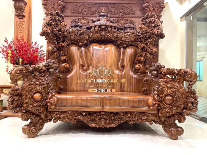 Mẫu ghế nguyên khối gỗ óc chó siêu khủng bọc đệm da