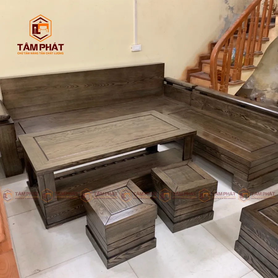 Bộ sofa gỗ giá rẻ làm từ gỗ sồi