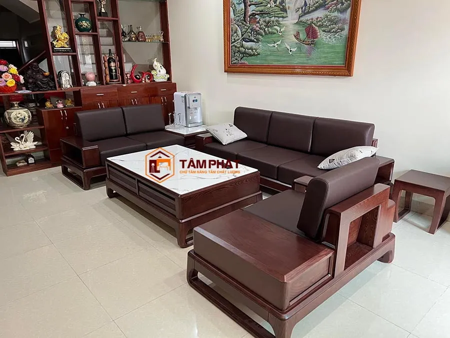 Bộ bàn ghế sofa gỗ có thiết kế sang trọng