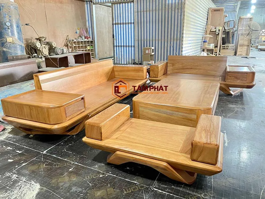 Bộ bàn ghế sofa gỗ tối giản