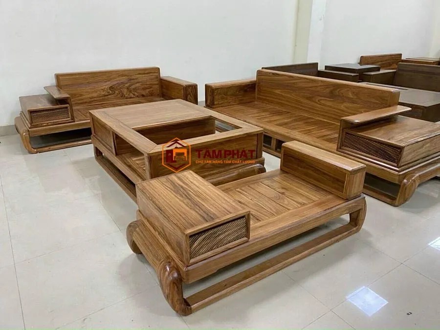 Mẫu bàn ghế sofa gỗ hiện đại tông màu trầm