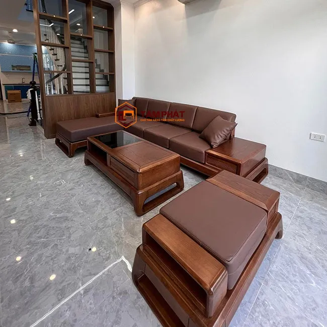 Bộ bàn ghế sofa gỗ được thiết kế theo phong cách hiện đại