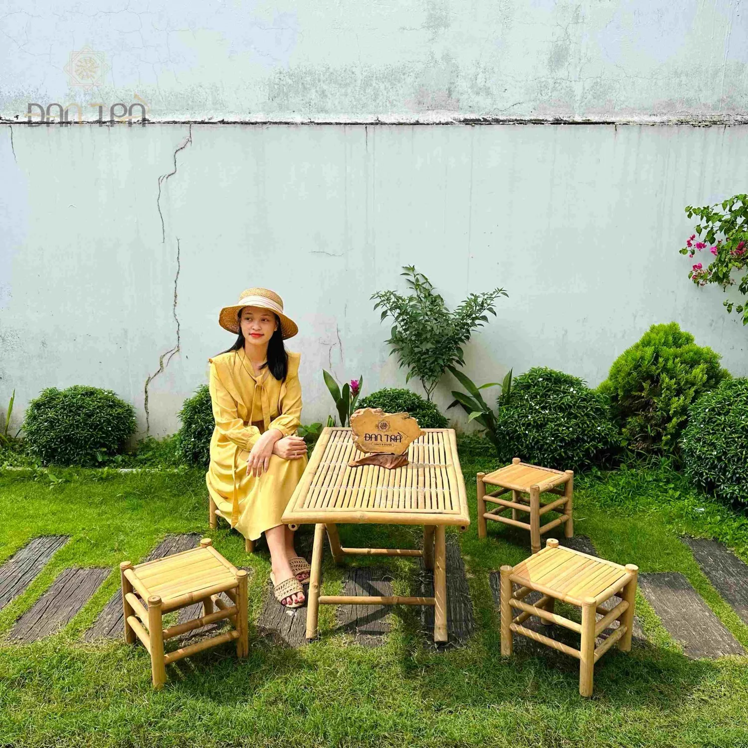 Combo bàn ghế tre