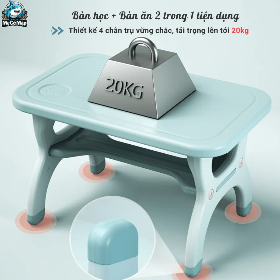 Thiết kế ghế ngồi có tựa lưng vuông góc, hỗ trợ tư thế ngồi chuẩn cho bé mầm non