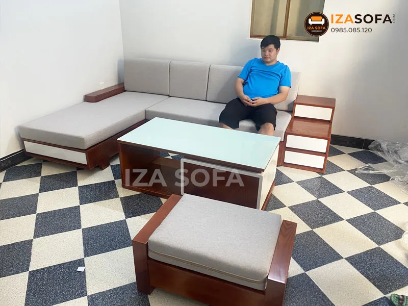 Bộ ghế gỗ chữ L đẹp hiện đại với chi tiết tinh xảo