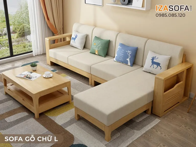 Bộ sofa gỗ chữ L đẹp sang trọng với kiểu dáng cao cấp