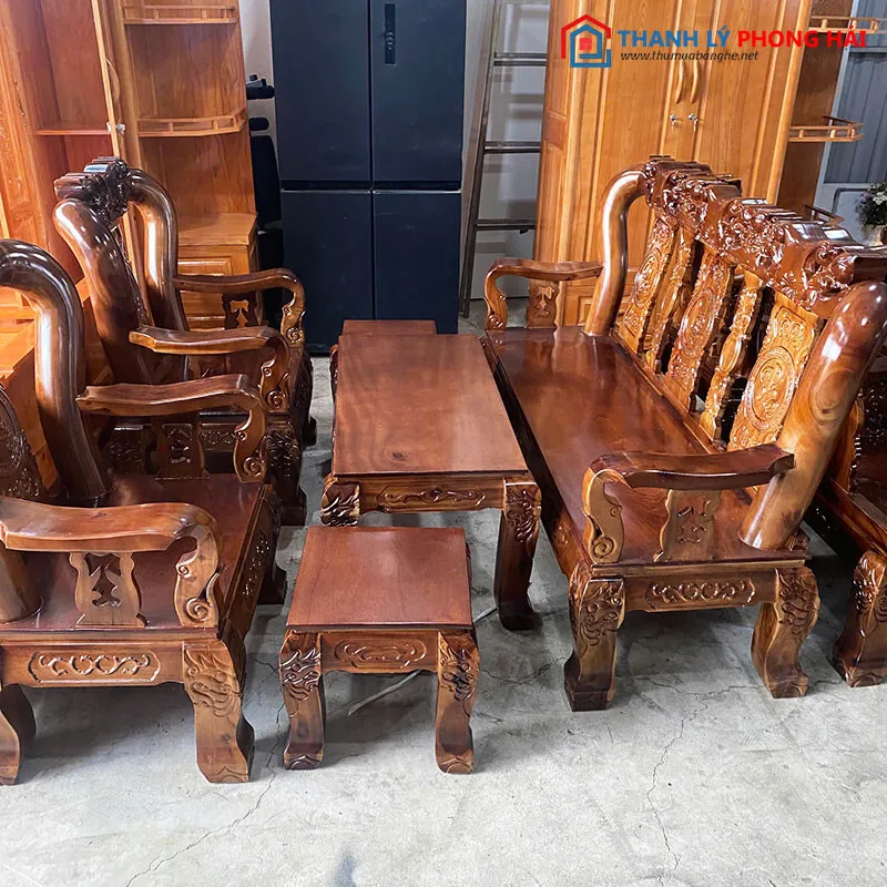 Bộ Salon Gỗ Tràm Tay 12 Thiết Kế Đỉnh Đào Mới 99%