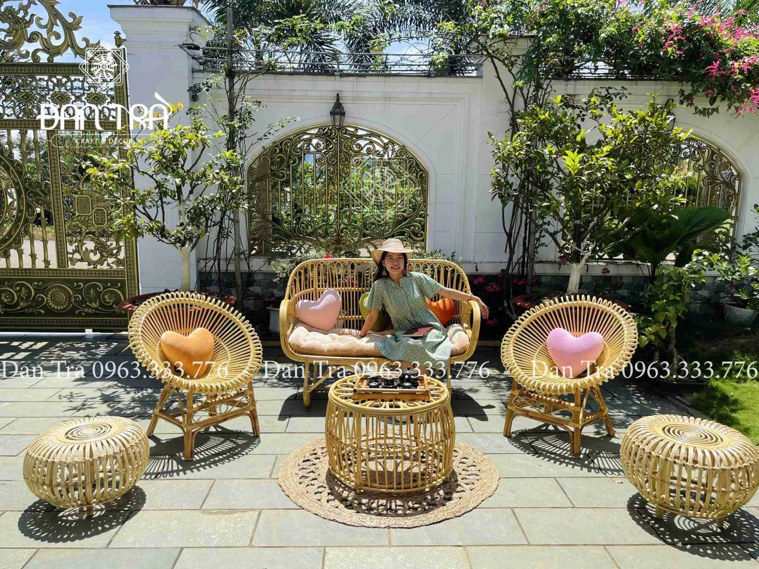 Bộ sofa mây decor phong cách Boho