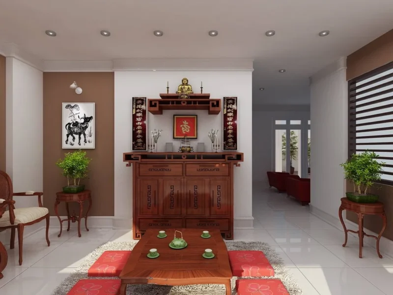 Bố trí bàn thờ treo tường chung cư gọn gàng