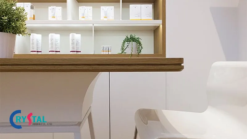 Bố trí bộ bàn ghế thử sản phẩm đơn giản nhưng không kém phần tinh tế