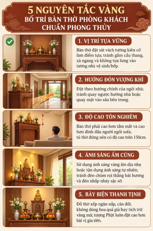 Bố trí phòng thờ trong phòng khách