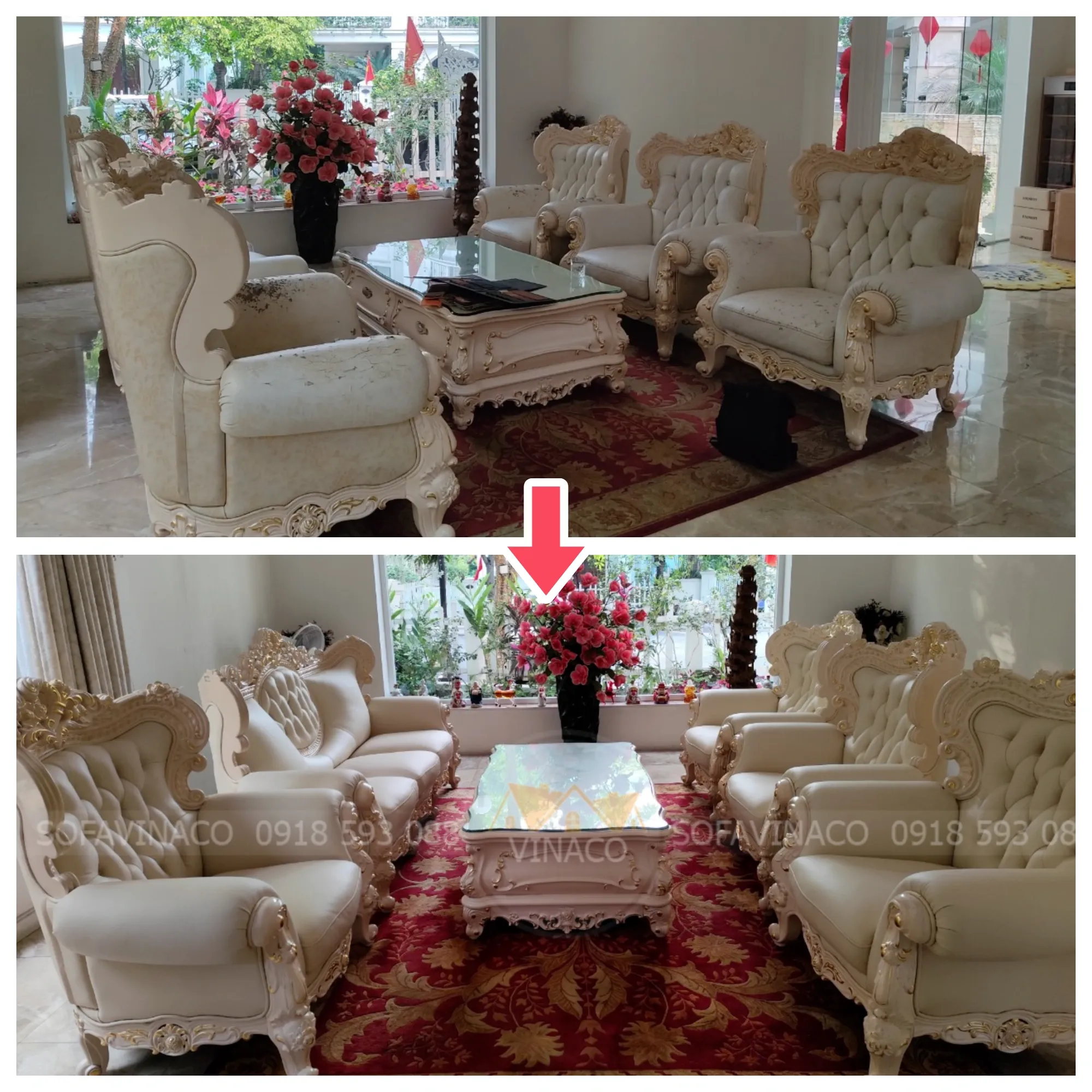 Bọc lại ghế da tại nhà Hà Nội tại Vinhome Long Biên