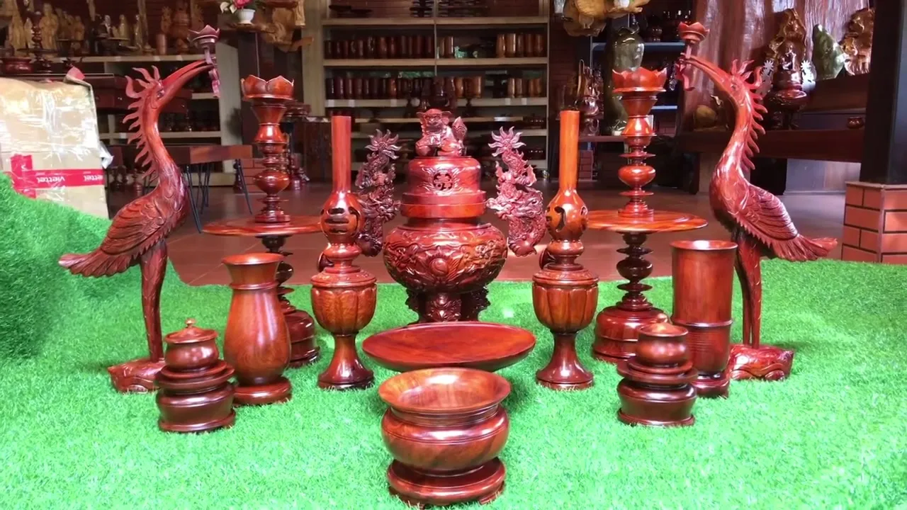 bộ lư thờ 13 món gỗ hương