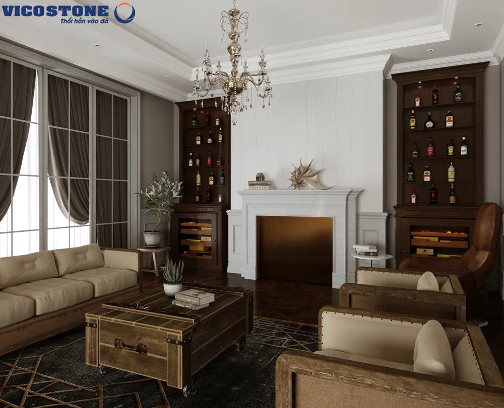 Bộ bàn ăn gỗ sồi chân xoắn kiểu Pháp với kỹ thuật distressing