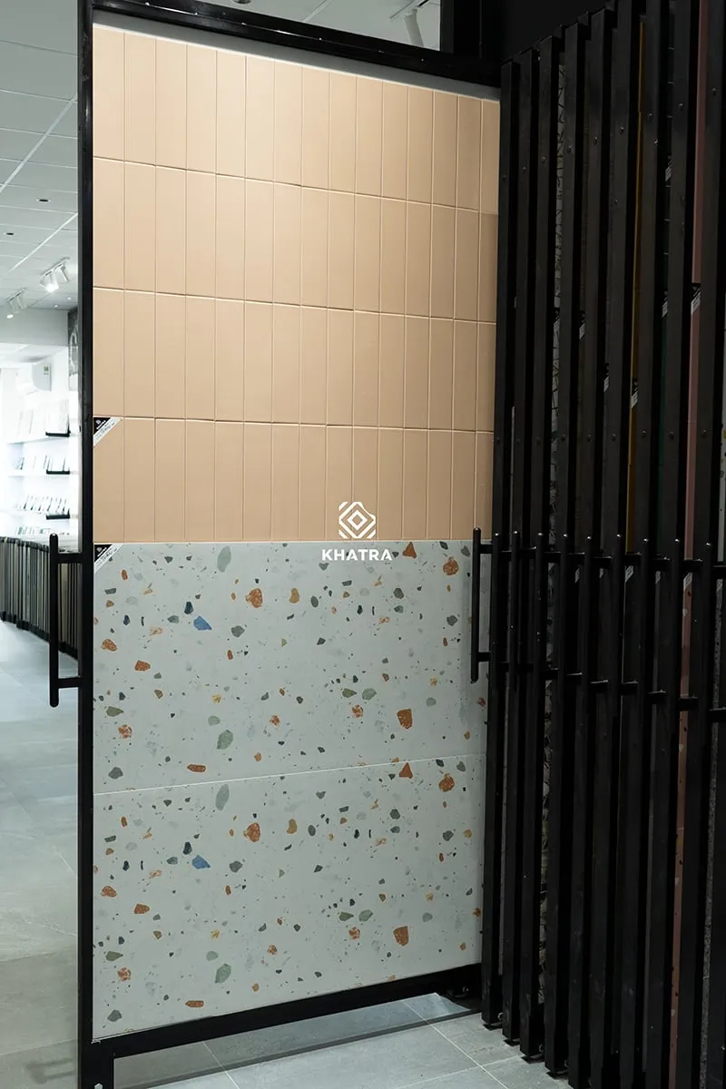 Gạch thẻ BT4 phối với Terrazzo KHA-126052