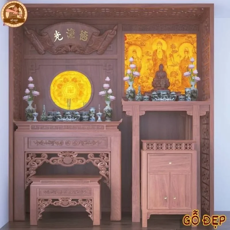 Cách bài trí bát hương trên bàn thờ phân tầng