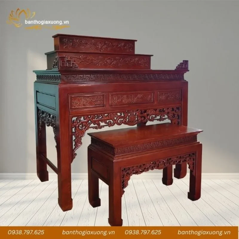 Cách bố trí bàn thờ 3 cấp với tầng thờ gia tiên cách bố trí bàn thờ 3 cấp với các tầng thờ gia tiên bằng gỗ