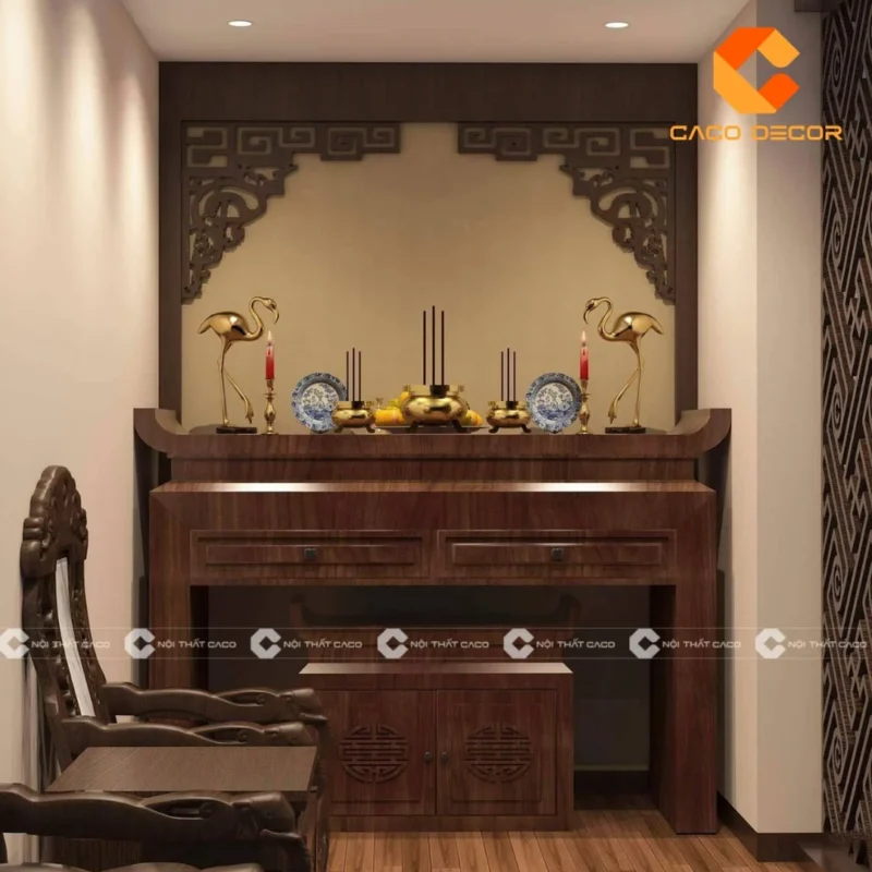 Vị trí đặt bàn thờ gia tiên sạch và thoáng cách bố trí bàn thờ gia tiên trong không gian phòng thờ sạch và thoáng
