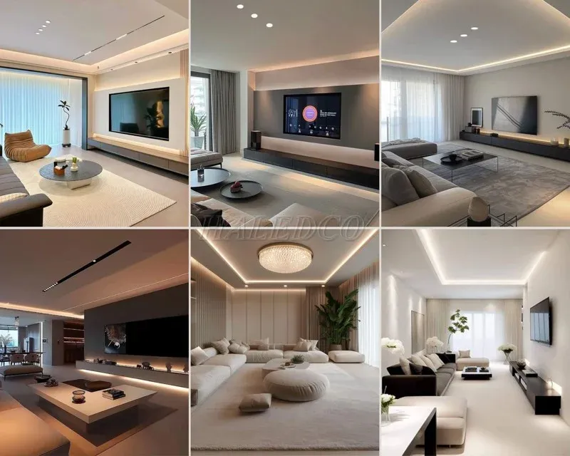 Cách bố trí đèn LED âm trần phòng khách hiện đại