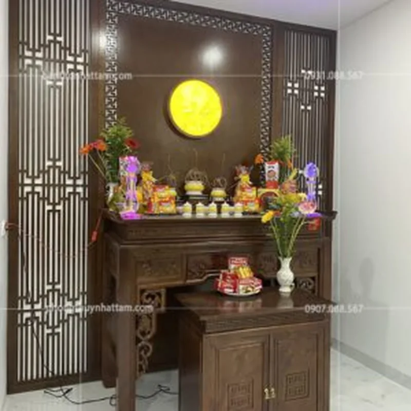 Cách bố trí không gian thờ nhiều tầng trang nghiêm
