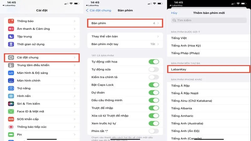 Bước 4 cài đặt Laban Key iOS: Thêm Laban Key vào bàn phím bên thứ ba