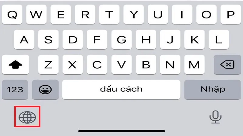 Bước 5 cài đặt Laban Key iOS: Chuyển sang Laban Key bằng biểu tượng địa cầu