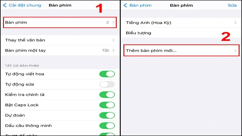 Bước 2 cài đặt bàn phím có dấu iPhone: Thêm bàn phím mới
