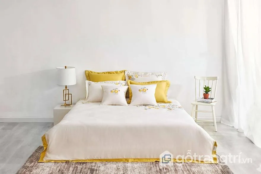 Giường tông trắng xám cho mệnh Kim