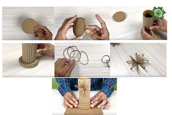 Hướng dẫn làm lọ đựng bút trang trí bàn học từ cuộn bìa carton