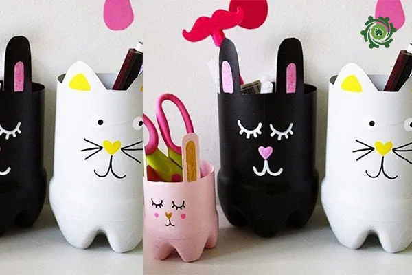 Ý tưởng làm các con vật từ đáy chai nhựa để trang trí bàn học