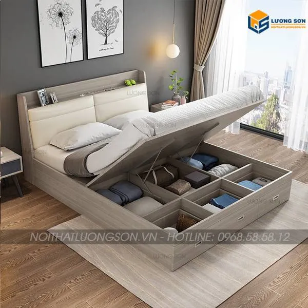 Mẫu giường gỗ công nghiệp đẹp được sản xuất tại xưởng Nội thất Đại Phát