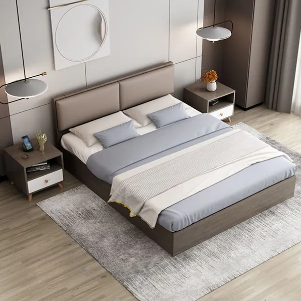 Mẫu giường ngủ gỗ MDF với màu sắc trang nhã và kiểu dáng hiện đại cho phòng ngủ