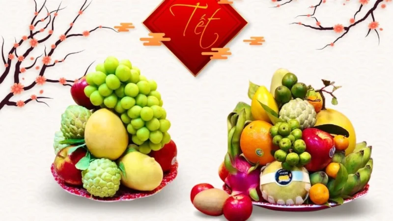 Cách sắp xếp mâm ngũ quả và bình hoa ngày Tết