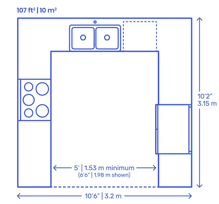 Cách tính kích thước tủ bếp thiết kế chữ U