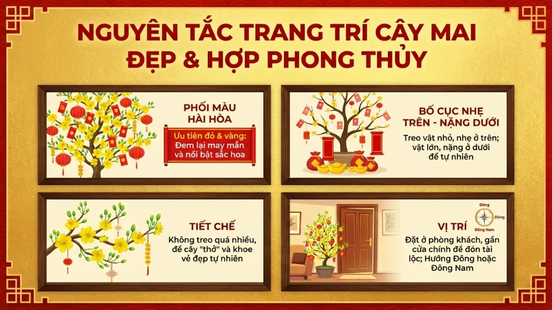 Nguyên tắc bố cục trang trí cây mai cân đối và hài hòa